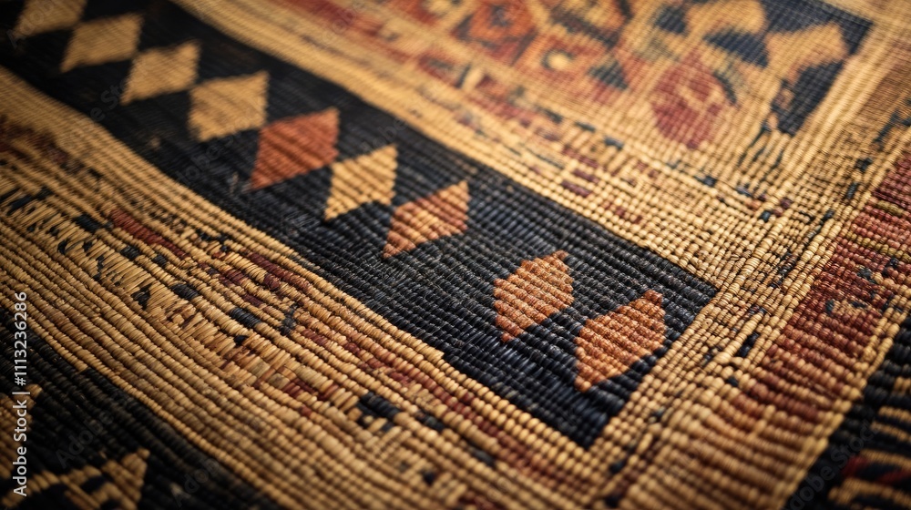 Naklejka premium Intricate Textile Pattern with Geometric Shapes and Earthy Tones