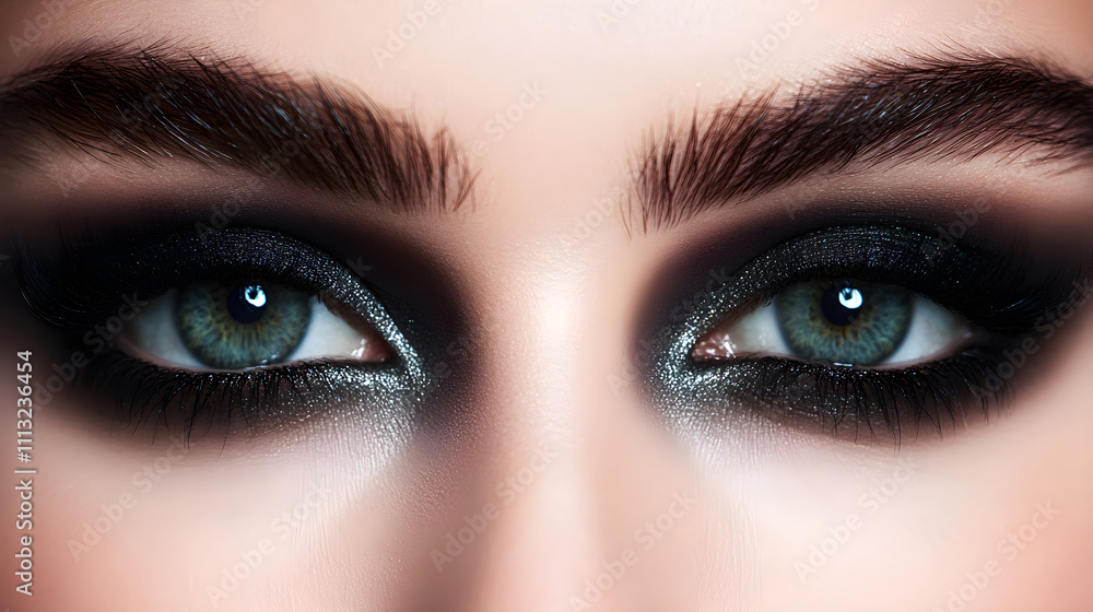 Naklejka premium Dramatic Smokey Eyes: Makeup Inspiration for Elegant Evening Events