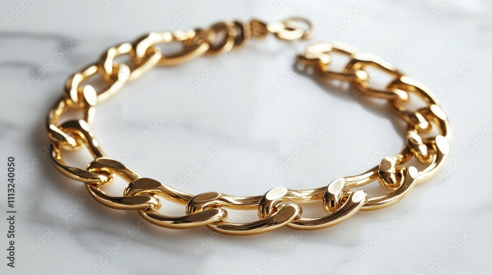 Elegant Gold Chain Necklace on Marble Surface for Fashion Display Elegant Gold Chain Necklace on Marble Surface for Fashion Display