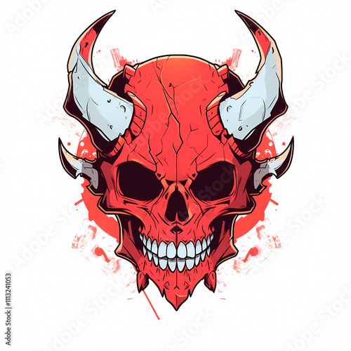 Cool skull head illustration for your tshirt design photo