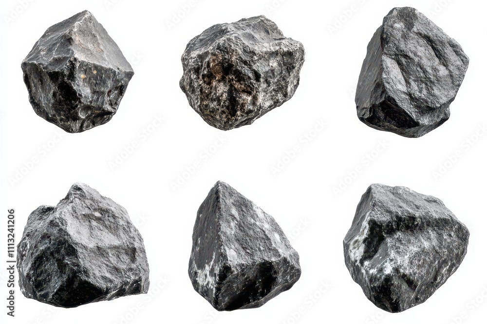 Set of Meteorite isolated in white background Set of Meteorite isolated in white background