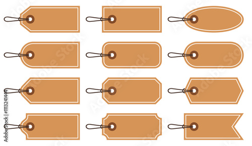 様々な形のタグ、値札のベクターイラストセット