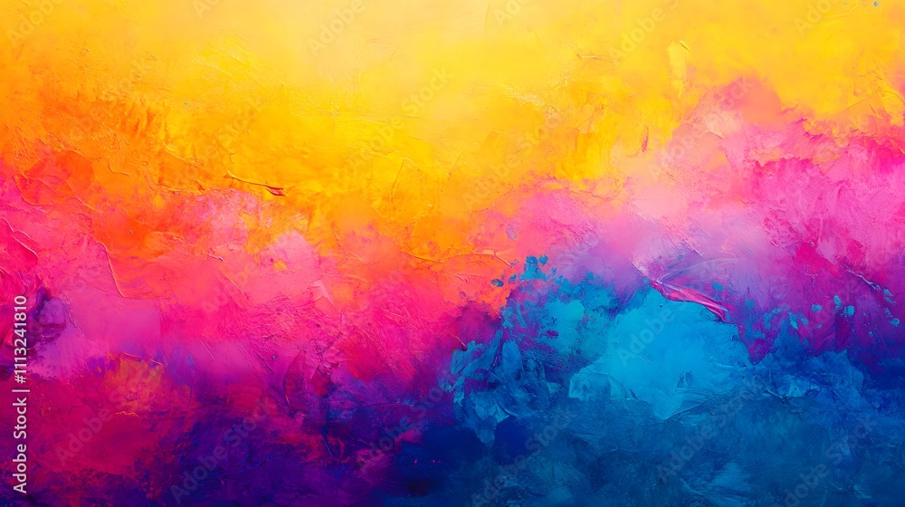 Vibrant Abstract Painting In Yellow Pink Purple And Blue Hues Vibrant Abstract Painting In Yellow Pink Purple And Blue Hues
