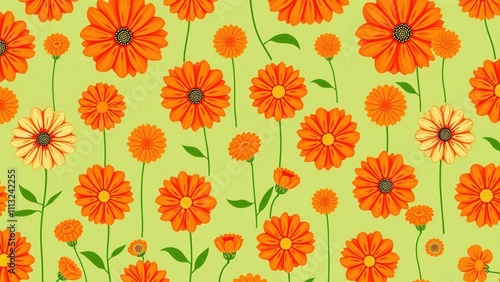 Wallpaper Mural Brighten Up Your Space with Our Vibrant Orange Flower Pattern Wallpaper, Perfect for Adding a Touch of Nature and Warmth to Any Room Torontodigital.ca