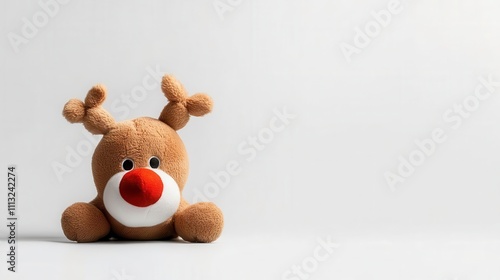 cute plush reindeer toy with red nose and soft fur
