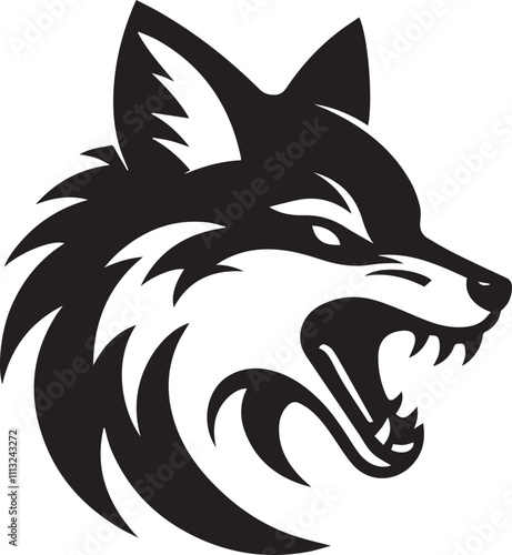 A fox snarling showing its teeth silhouette vector