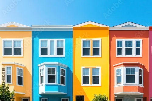 Colorful multifamily housing with vibrant facades and windows