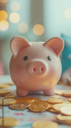 Saving Money: Piggy Bank & Coins for Future Goals