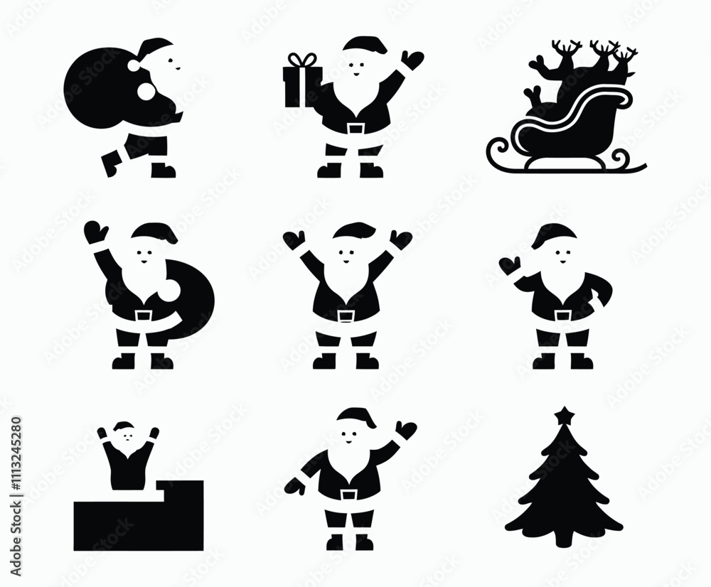 Fototapeta premium Santa Claus Silhouette Collection Vector Template
