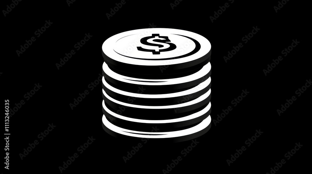 Stacked Black Coins Icon Stacked Black Coins Icon