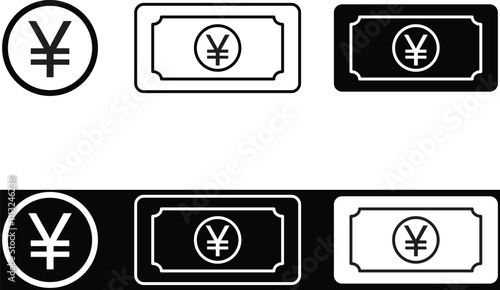 Japanese yen bill icon flat white and black trendy style vector illustration. Japanese yen money icon in flat style.