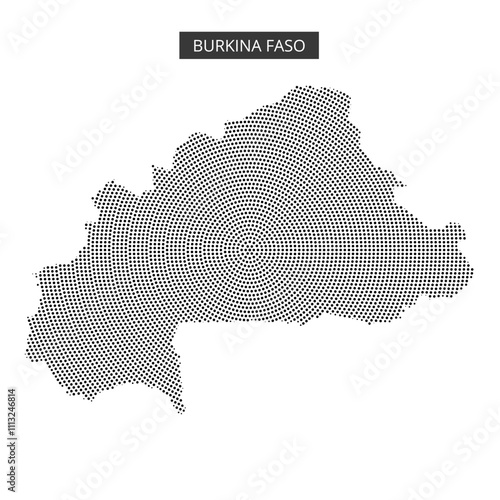 Burkina Faso map outline highlighting geographical features and boundaries