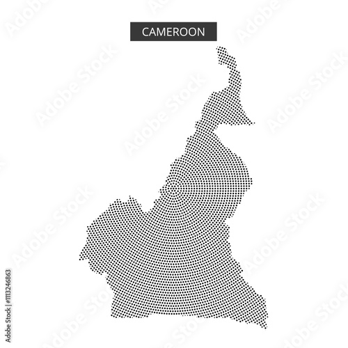 Outline map of Cameroon displaying geographical traits and regional divisions