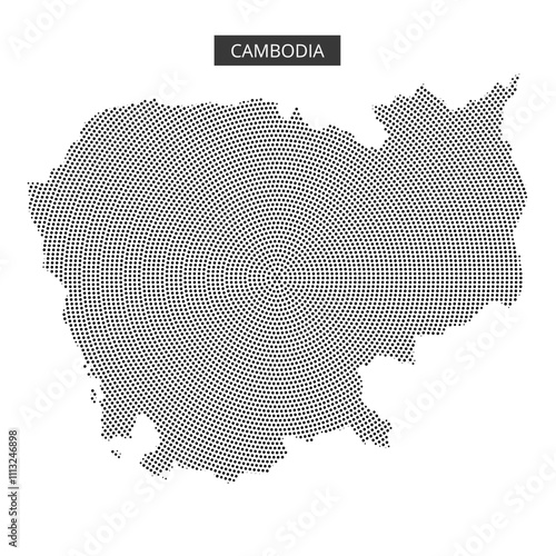 Detailed dot map representation of Cambodia showcasing its geographic features