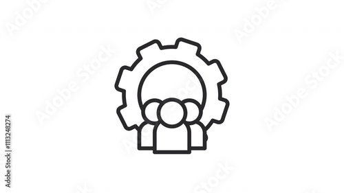 Animation Three people working in a large gear mechanism