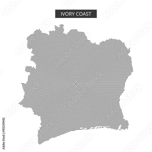 Detailed map illustrating the geographic outline of Ivory Coast with textured design