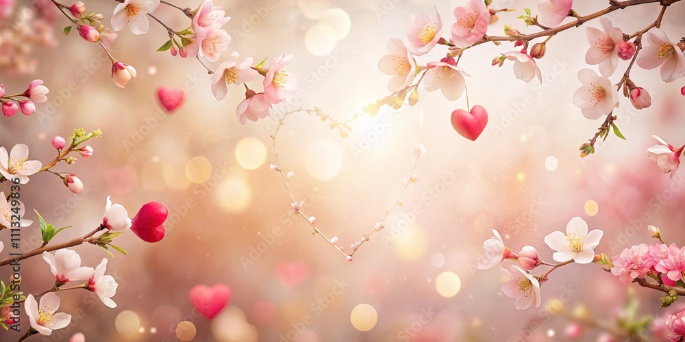 Romantic Spring Blossoms and Hearts A Delicate Valentine's Day or Anniversary Image Romantic Spring Blossoms and Hearts A Delicate Valentine's Day or Anniversary Image