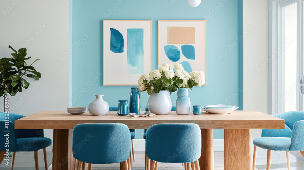 Modern Dining Area with Powder Blue Palette Modern Dining Area with Powder Blue Palette