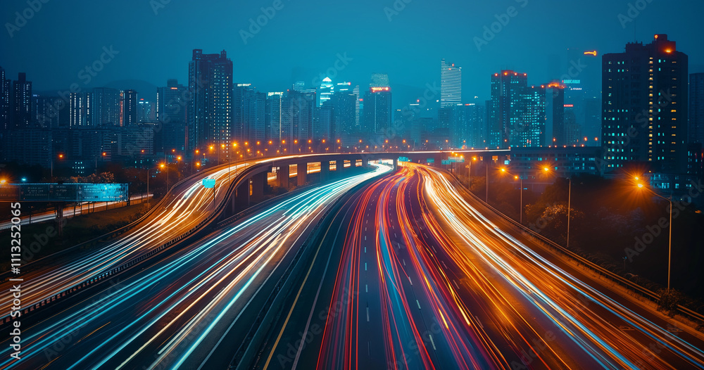 Vibrant City Expressway at Night Vibrant City Expressway at Night