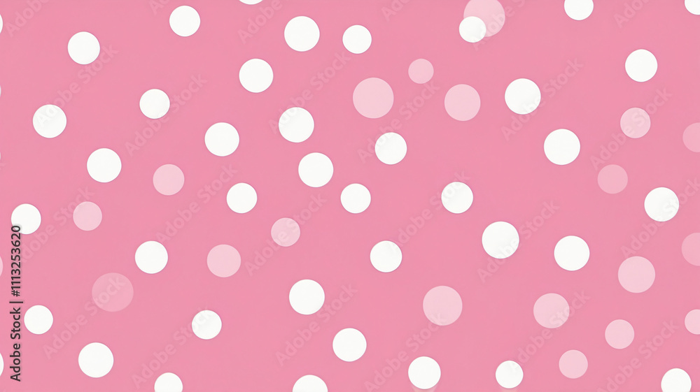 Pink Polka Dot Background with White Spots, Festive Design Pink Polka Dot Background with White Spots, Festive Design