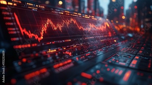 Financial Landscape: Chinese Flag Merging with Stock Market Chart for Economic Analysis