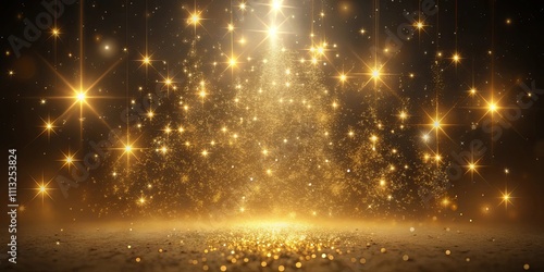 Golden Sparkle Background  A Festive Display of Shimmering Lights and Glittering Dust