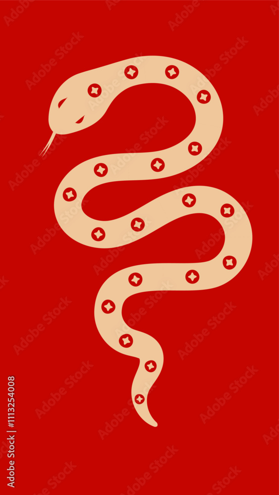 Red vector snake year illustration