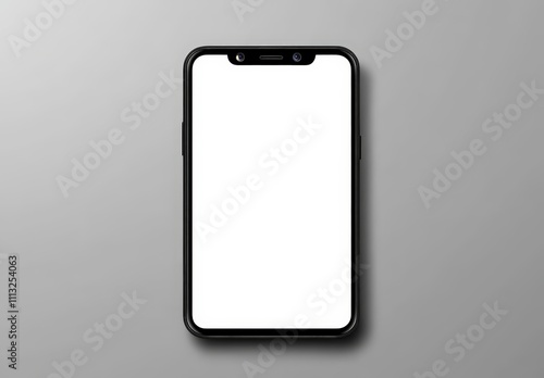 High-Resolution Smartphone with Blank Screen on Grey Background