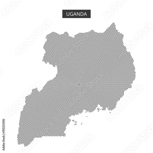 Detailed representation of the map of Uganda using dotted pattern design