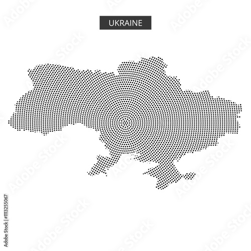 Ukraine outline map filled with dot pattern showcasing geographical features clearly