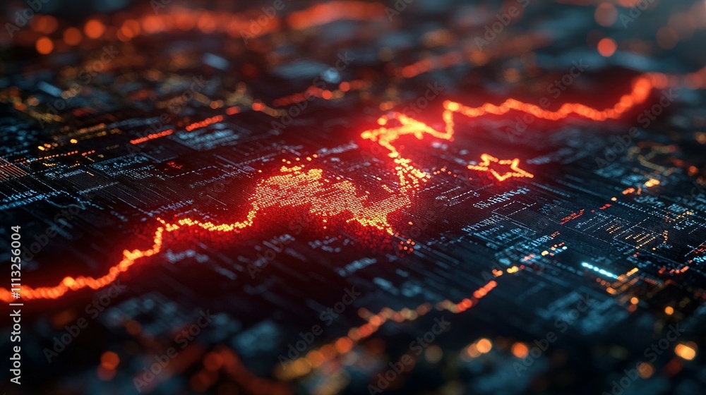 Finance and Growth: Chinese Flag Overlaying a Stock Market Chart Illustration