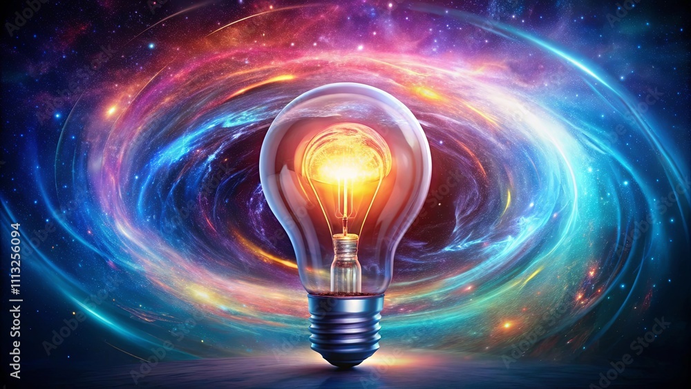Illuminating the Cosmos A Glowing Lightbulb at the Center of a Vibrant Nebula Illuminating the Cosmos A Glowing Lightbulb at the Center of a Vibrant Nebula