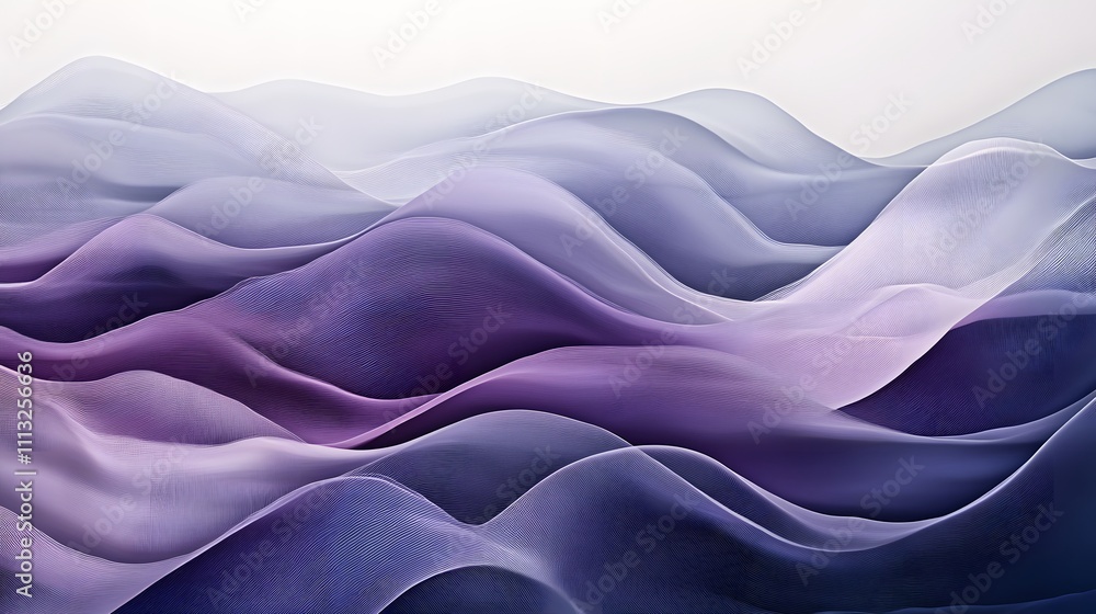 Obraz premium Abstract Purple Waves Digital Landscape Art