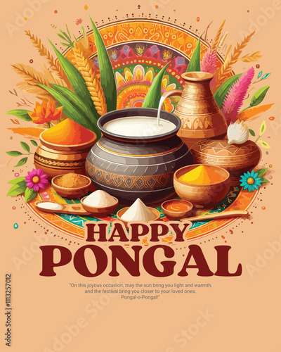 Happy Pongal South Indian Harvest Festival social media post banner template