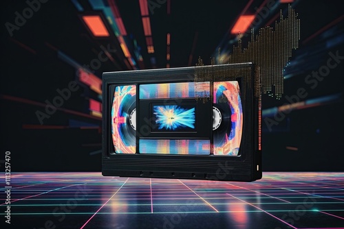 Artistic VHS Transmission with Enigmatic 80s Analog Distortions and Nostalgic Pixel Noise Overlays in 8k Resolution