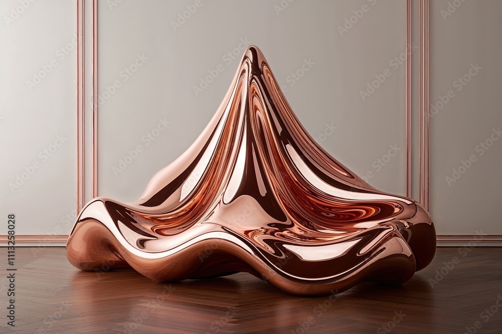 Obraz premium Prismatic Wavy Glass in Elegant Rose Gold and Copper Retro Futurism Style