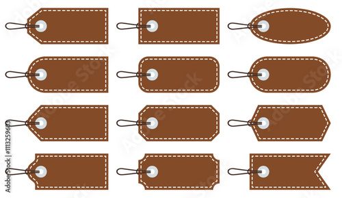 様々な形のタグ、値札のベクターイラストセット