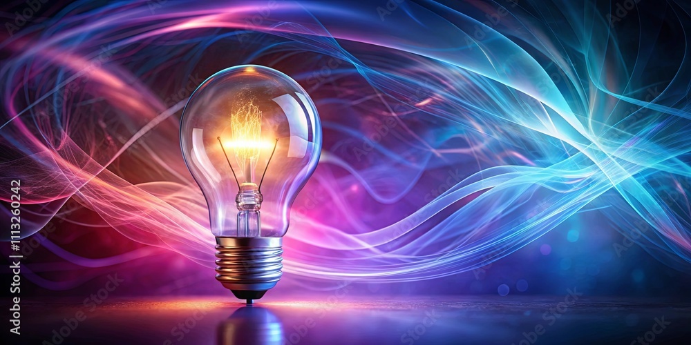 Illuminated Ideas A Glowing Lightbulb Against a Vibrant, Abstract Background Illuminated Ideas A Glowing Lightbulb Against a Vibrant, Abstract Background
