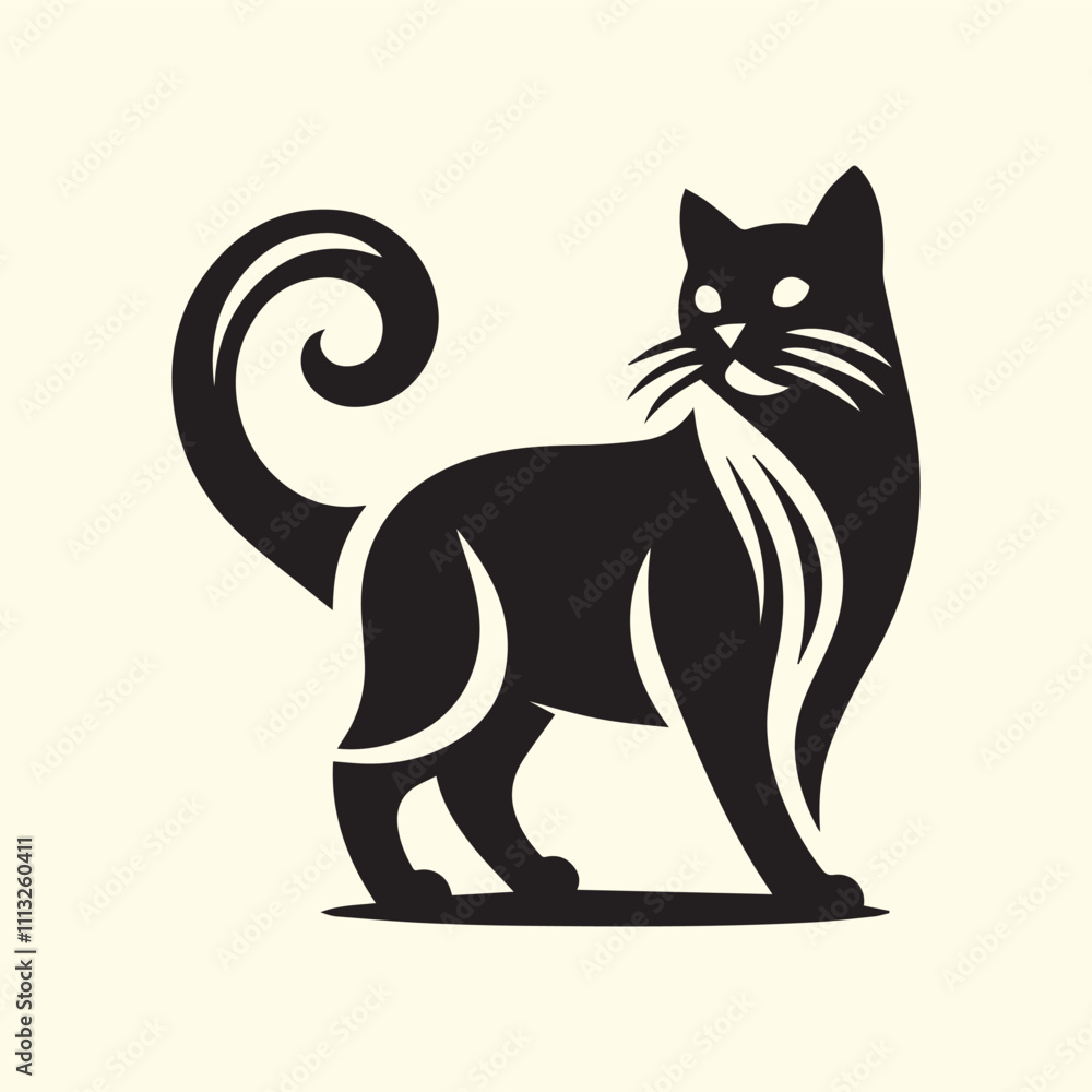 Obraz premium cat silhouette vector, cat logo silhouette vector.