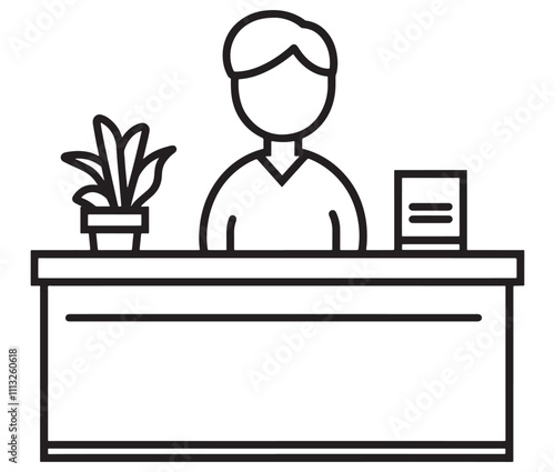 Vector illustration of desk icon, reception desk icon isolated on white background