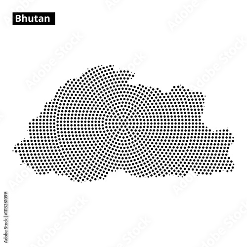 Outline of Bhutan with a Unique Dot Design Representing the Country's Borders