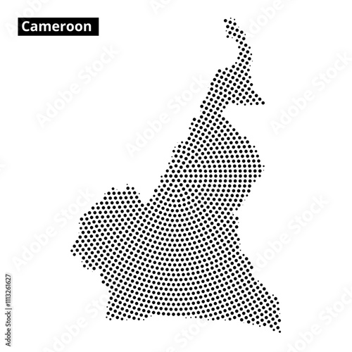Outline map of Cameroon displaying geographical traits and regional divisions