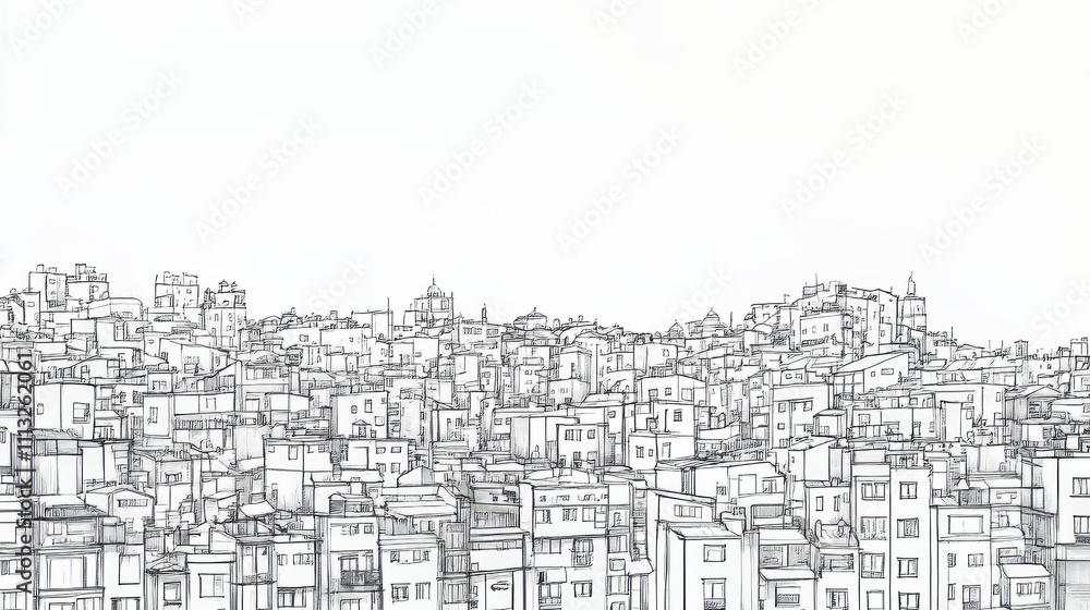 Single continuous one line art city building construction. Architecture house urban apartment cityscape concept design sketch outline drawing vector illustration Single continuous one line art city building construction. Architecture house urban apartment cityscape concept design sketch outline drawing vector illustration