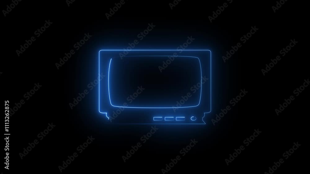 blue glowing light tv icon animation blue glowing light tv icon animation