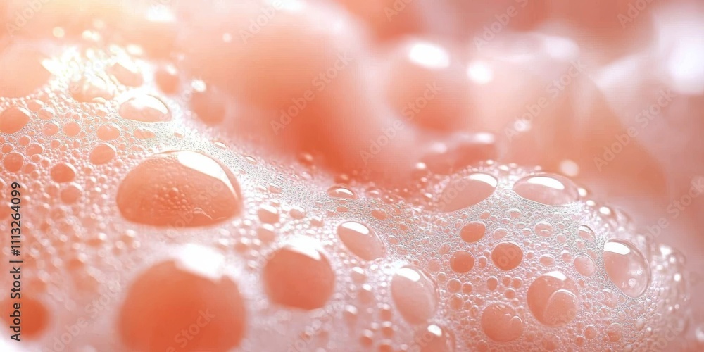 Closeup of Soap Bubbles in Peach Water Soft Textures Abstract Beauty Concept Closeup of Soap Bubbles in Peach Water Soft Textures Abstract Beauty Concept