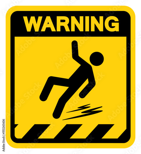 Warning Slippery Symbol Sign,Vector Illustration, Isolate On White Background Label. EPS10