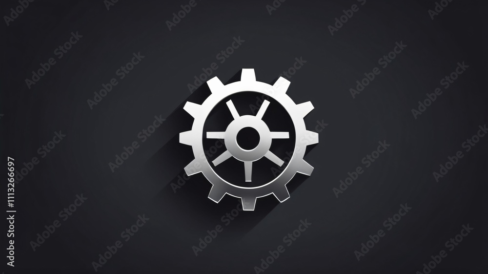 Modern gear logo design set against a dark background showcasing sleek and minimalist artistry Modern gear logo design set against a dark background showcasing sleek and minimalist artistry