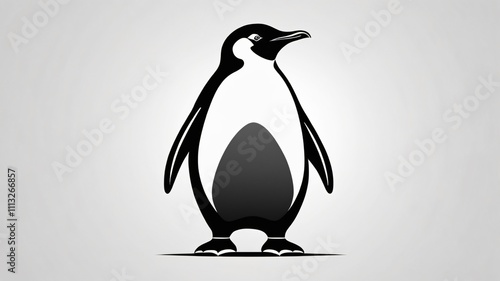 Stylized black and white penguin logo design with minimalistic background and artistic flair showcasing creative branding photo