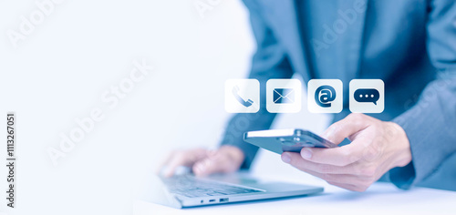 contact us concept. show the icon email, address, phone, call. help from mail websites digital technology, contact customer support, and business contact service.