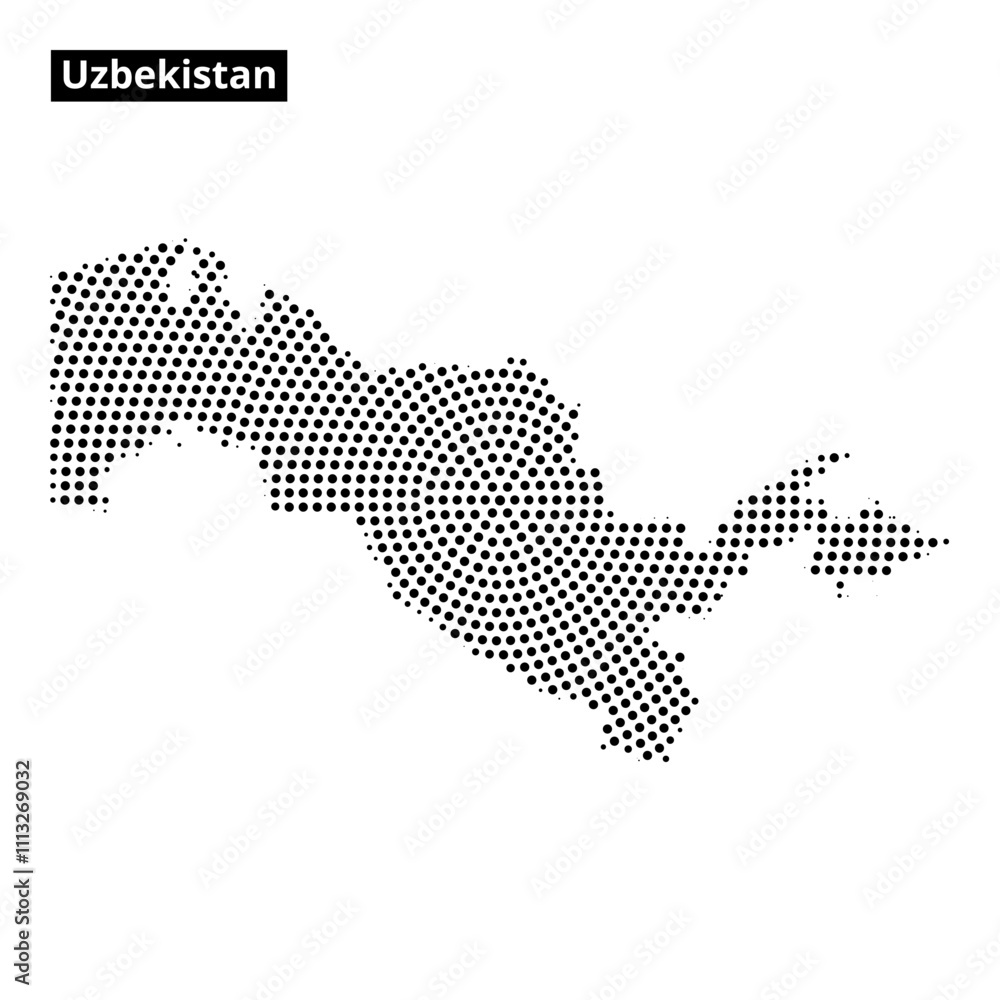 Obraz premium Outline of Uzbekistan with dotted pattern and abstract background design